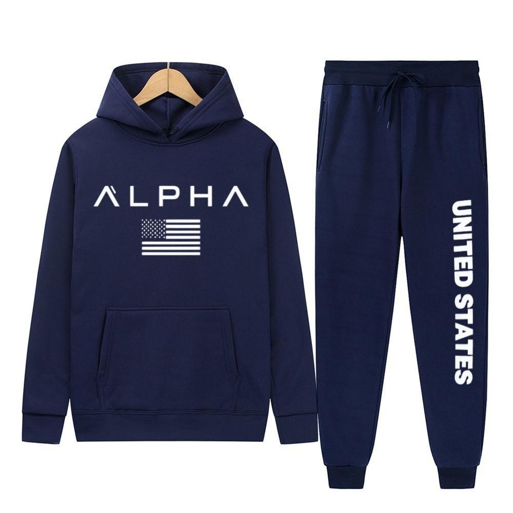New letter printing two-piece hooded sweater autumn and winter men's casual sports hoodie men's