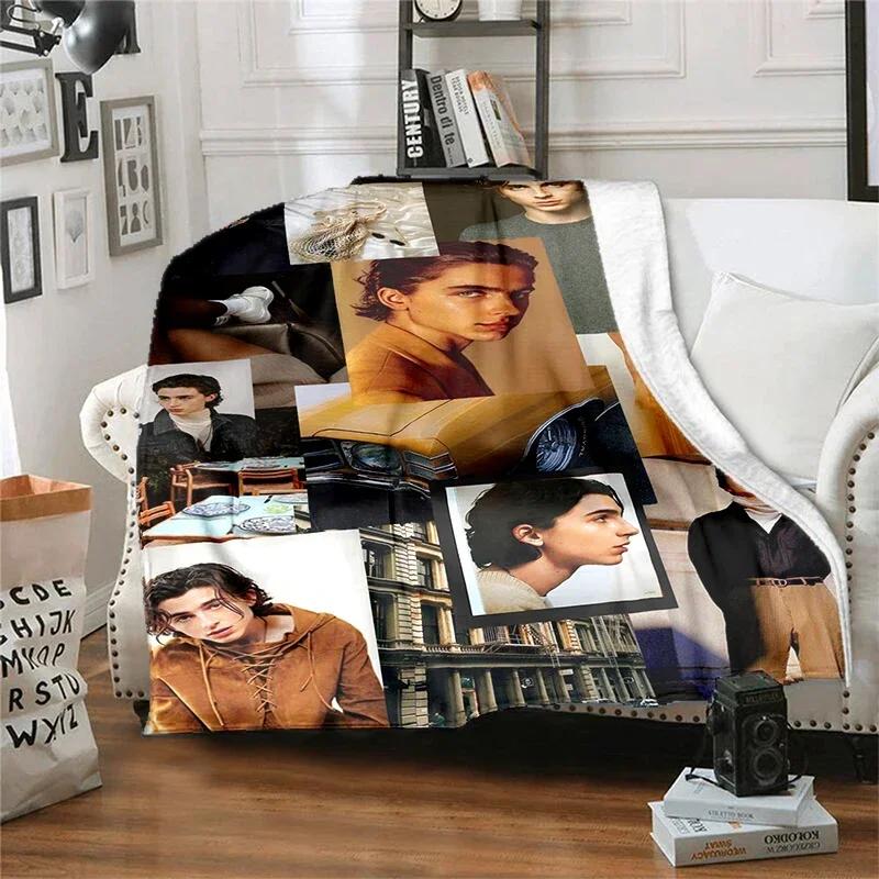 Copridivano letto con fantasia dell'attore Timothée Chalamet, coperta morbida a quadri, isolamento morbido, coperta in flanella, regalo per fan di ragazzo e ragazza