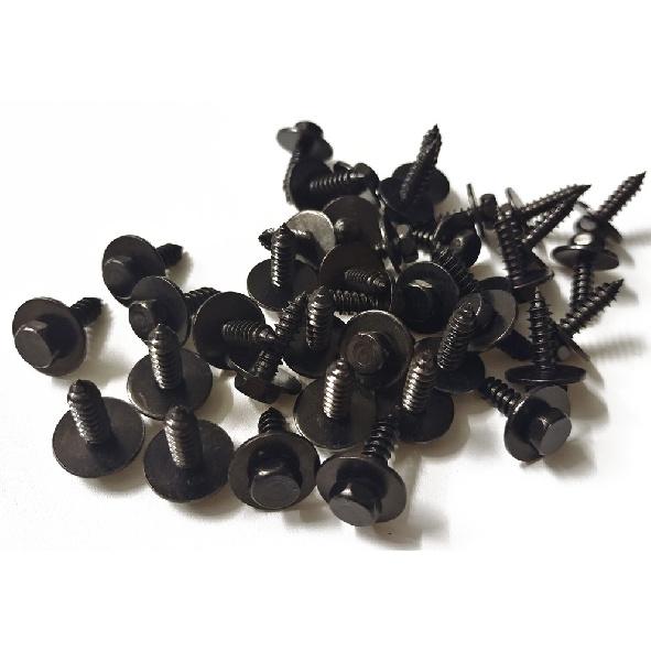 100x Black Metal Car Body Fender Bumper Retainer Clips Screw Hex Head Washer 8mm