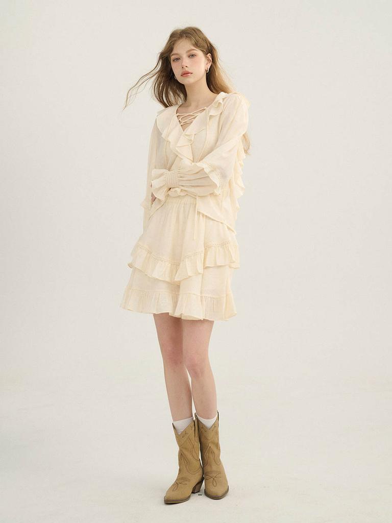 Sinseuden Milky Tiered Skirt