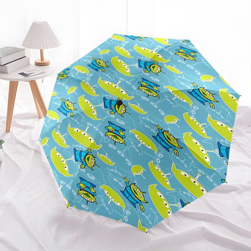 Toy Story Aliens Themed Automatic Opening and Closing Umbrella, Brightly Colored 8-rib Portable Umbrella, Suitable for Men and Women, A Perfect Gift F