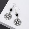 Bohemia Retro Silver Color Sun Hollowed-out Crescent Moon Five-pointed Star Pendant Dangle Earrings for Women Charm Jewelry Gift