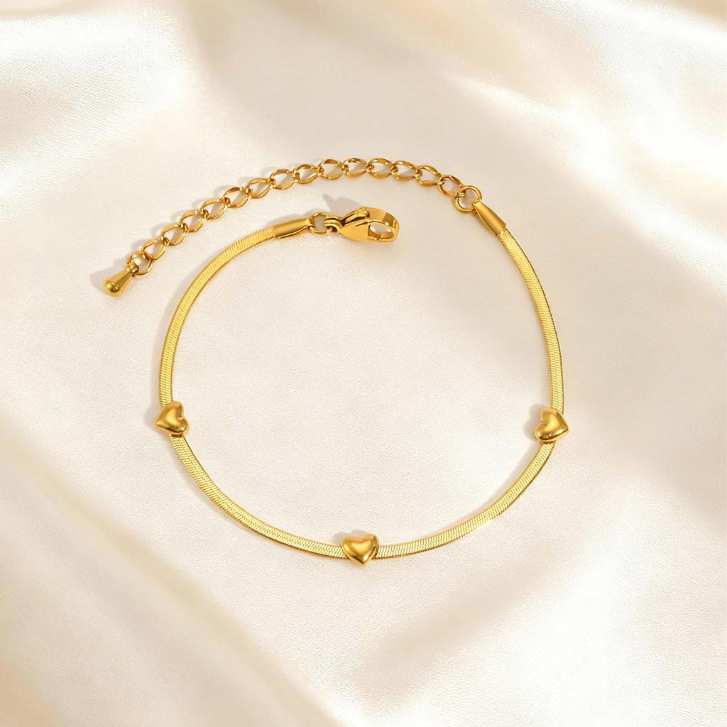 Minimalist Blade Chain Heart Bracelet for Women Gold Plated Stainless Steel Waterproof Bracelets Chic Jewelry Gift