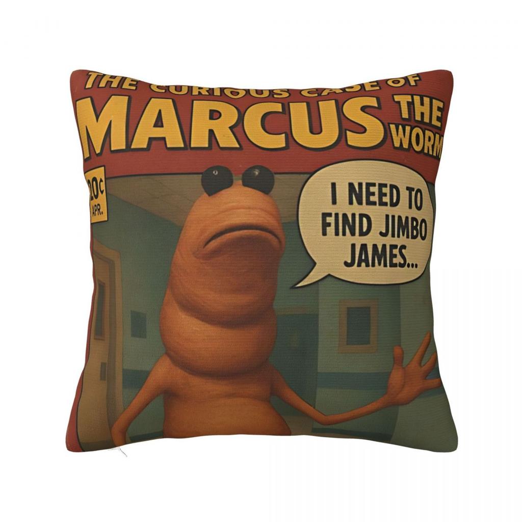 Marcus The Worm Square Pillow Case Cushion Covers Creative Zipper Decorative Throw Pillow Case Cover for Sofa 40*40cm