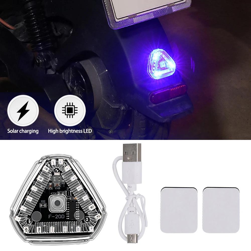 1-4X Solar Power Strobe Warning Light Motorcycle Car Motorbike Colorful Waterproof LED Night Rear Collision Flashing Siganl Lamp