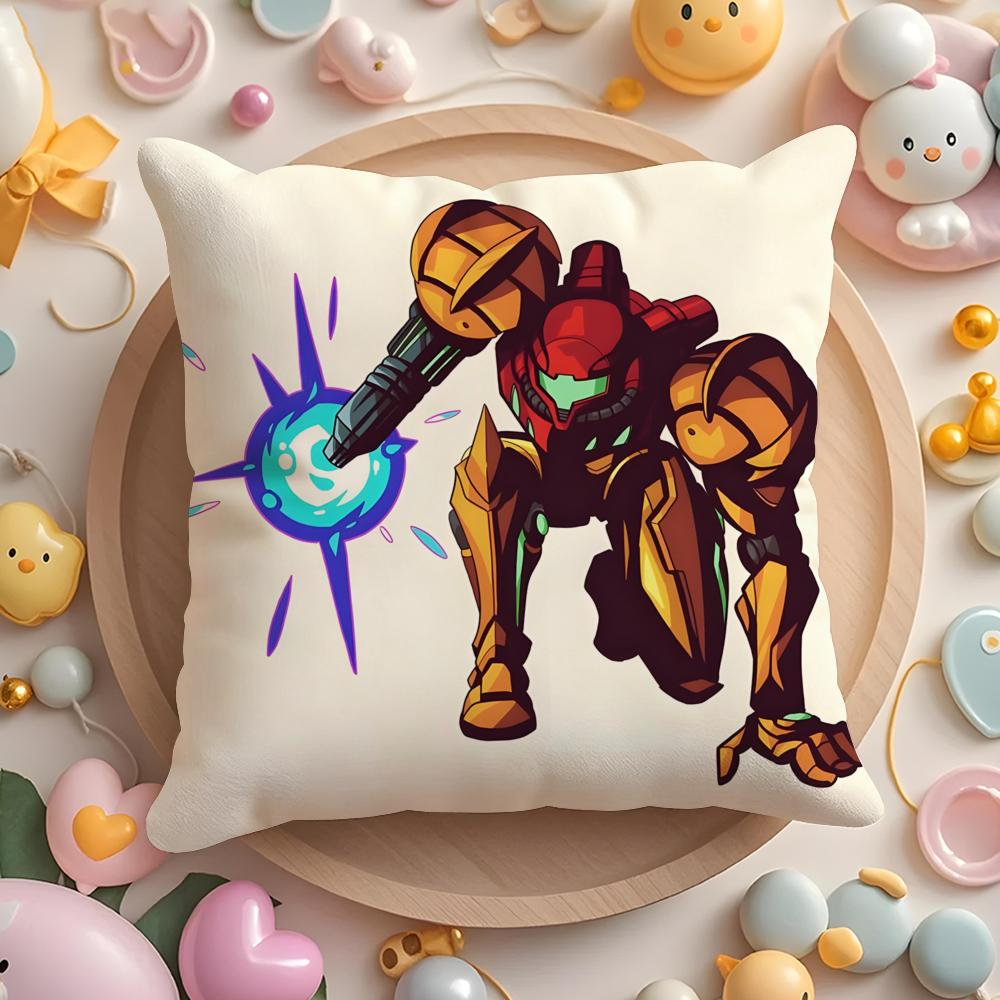 M-Metroid Anime Cushion Cover Home & Car Multi-Scene Pillow Cover - Reversible, Soft & Durable for Daily Use