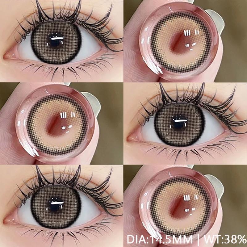 AMARA Neue farbige Kontaktlinsen für die Augen, 1 Paar, natürliche graue Linsen, braun gefärbte Pupillen, jährliche modische Beauty-Kontaktlinsen