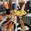 Non-Stick Pan Special: Teak & Acacia Wood Spatula, Stir-Fry Set, Salad Fork & Slotted Spoon