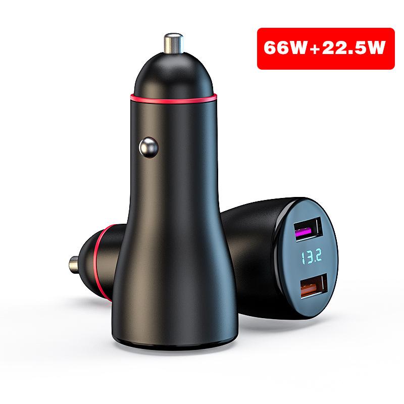 Dual USB Car Charger for Huawei - 66W Fast Charge, 100W Digital Display, Cigarette Lighter Adapter