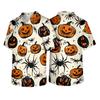 Men's Short Sleeve V Neck Halloween Print Pocket Scrub Top Lightweight Comfortable Fit Medical Uniform Shirt for Healthcare Professionals