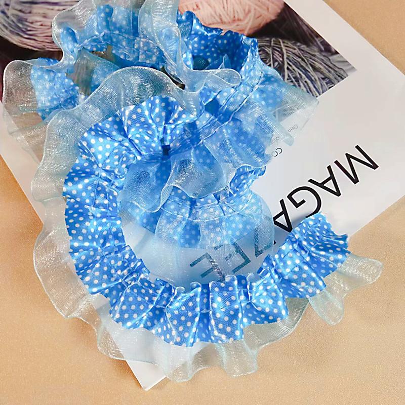 

2025 Promotion Multicolor Double Layer Small Dot Pleated Lace DIY Children s Handmade Cartoon Toy Skirt Dress Fabric Sewing 1 yard небо синє кольору