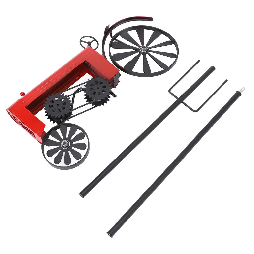 Traktor Windspiel Vintage Drehende Räder Metall Außenstecker Windmühle Dekoration für Blumenbeet Rasen Garten Rot