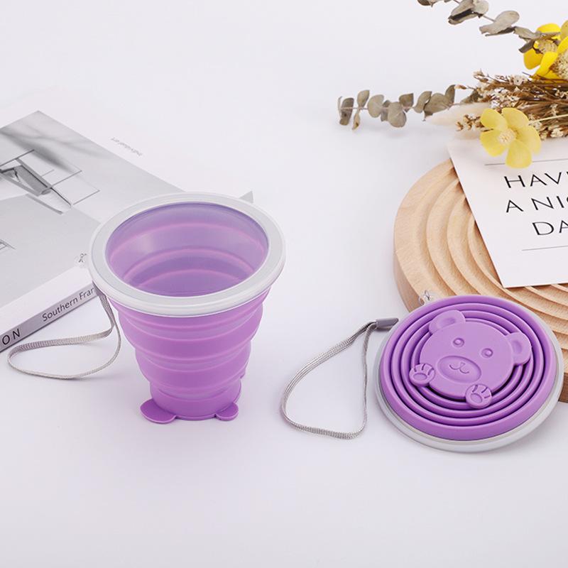 180Ml Portable Silicone Folding Water Cup Heat Resistant Foldable Mug With Lid For Outdoor Travel Drinking