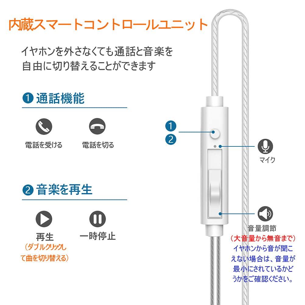 Wired Stereo Earphones with Microphone and Volume Control, Clear Calls, Noise Cancelling, Powerful Bass, Composite Tympanic Dynamic Driver, 3.5mm