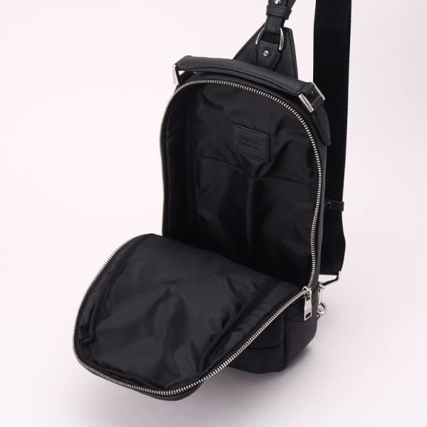 Takeo Kikuchi Men's Slim-Density One-Shoulder Bag (G8701062) in Saffiano-Style Black (019) 00 (FREE)
