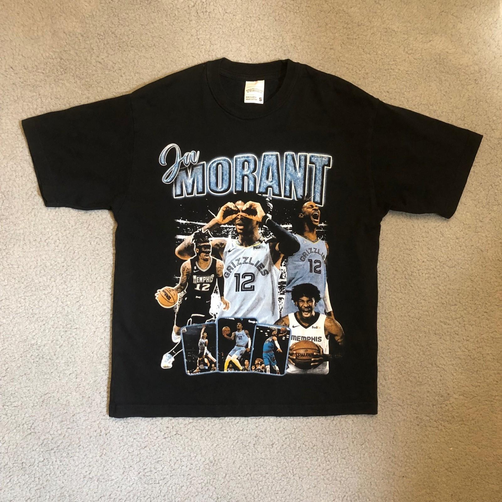 Ja Morant Memphis Grizzlies Vintage Style Graphic Tee Black Small NBA Rap Tee Unisex T-Shirt L