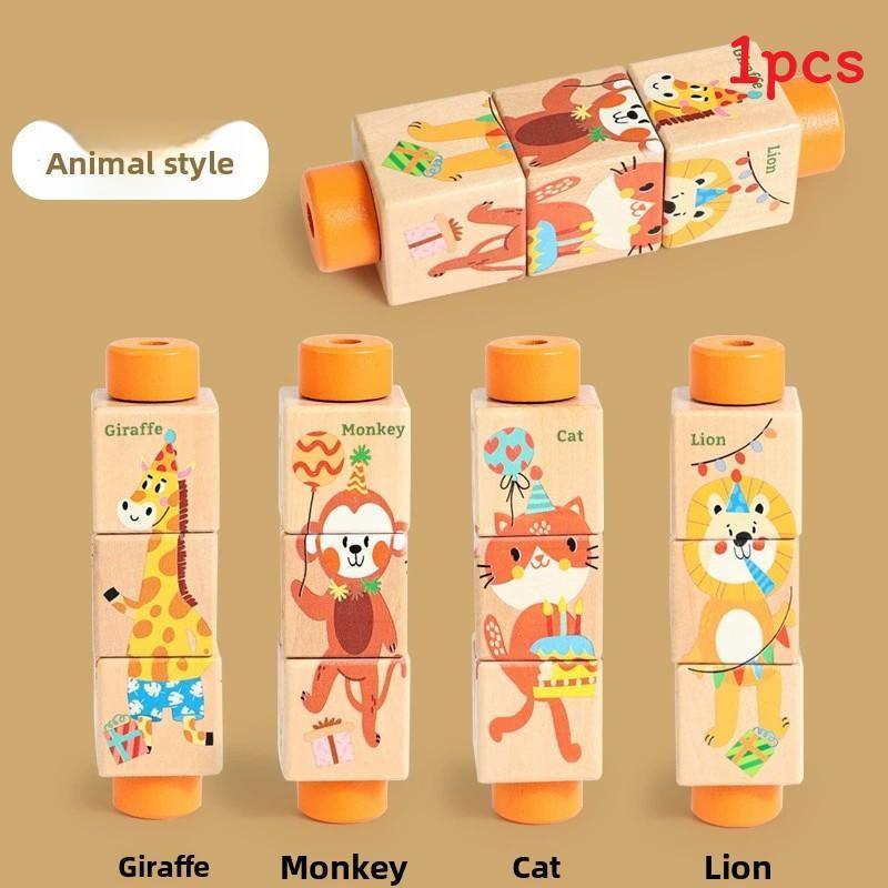 

Wooden Toddler 3d Rotating Puzzle Toy For Cognitive Growth And Dexterity Hand Animals