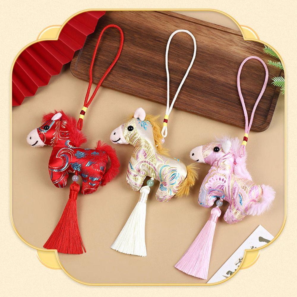 Satin Pony Embroidered Pendant Spring Festival Car Hanging Ornaments  National Wind Style
