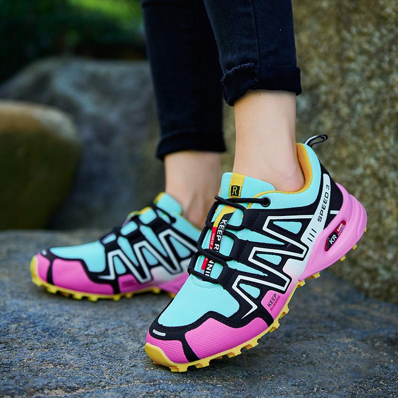 Neue Damen-Outdoor-Wanderschuhe, leichte, verschleißfeste Wanderschuhe für Bergsteigen, wasserdichte große Leder-Sportschuhe für Damen