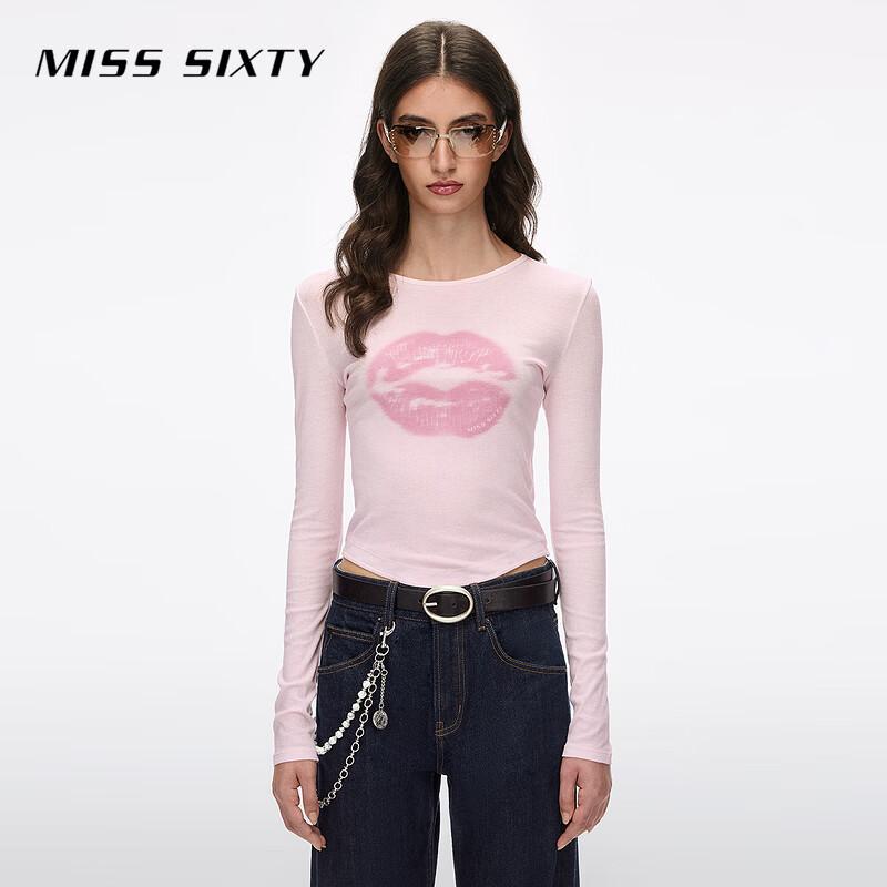 MISS SIXTY Women s Lip Print Arc Hem T-Shirt S
