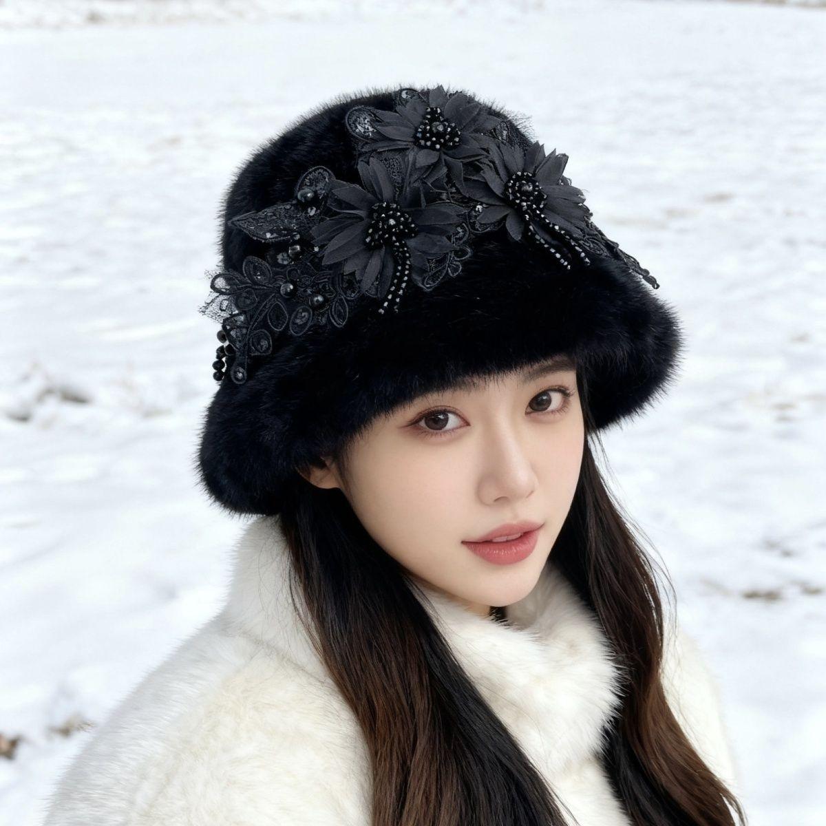 Warm and Thickened New Women s Hat Fashionable and Versatile for Autumn and Winter Stylish and Beautiful Bucket Hat Faux Mink Fur Cloche Hat 54-59cm