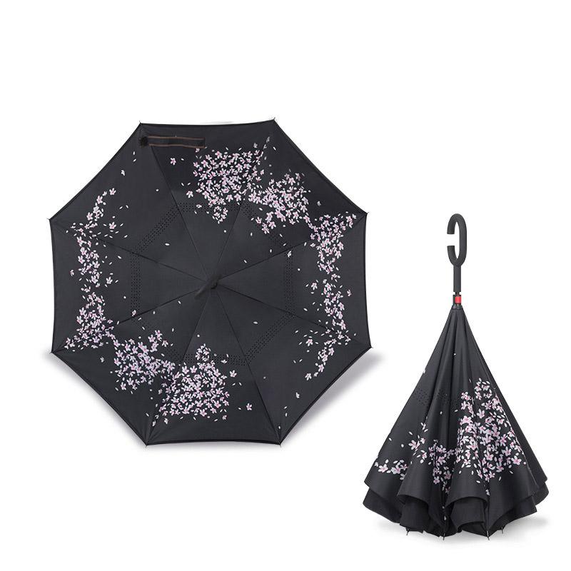 Folding Long Shank Double Layer Inverted Umbrella Windproof Reverse C-Hook Male Golf Umbrella Reverse Umbrellas For Car