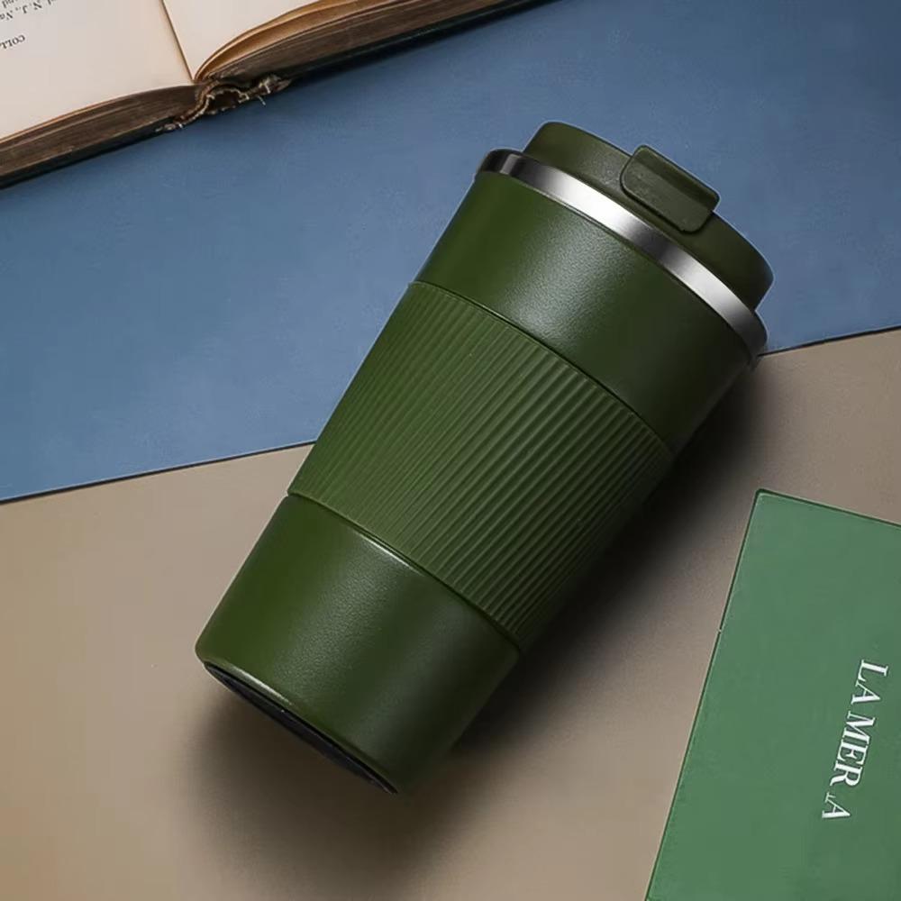 

Stainless Steel Coffee Cup Double Layer Vacuum Insulation Cup Outdoor Portable Car Water Cups Fashion Mug Water Bottle 380ml зелений