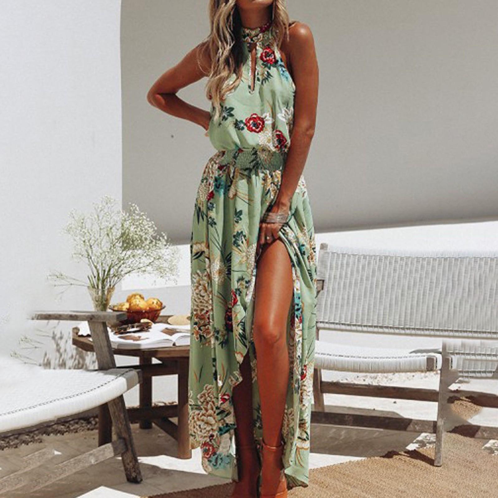 

Женское летнее сексуальное платье с открытыми плечами, маленькое платье с цветочным принтом на талии, длинное платье