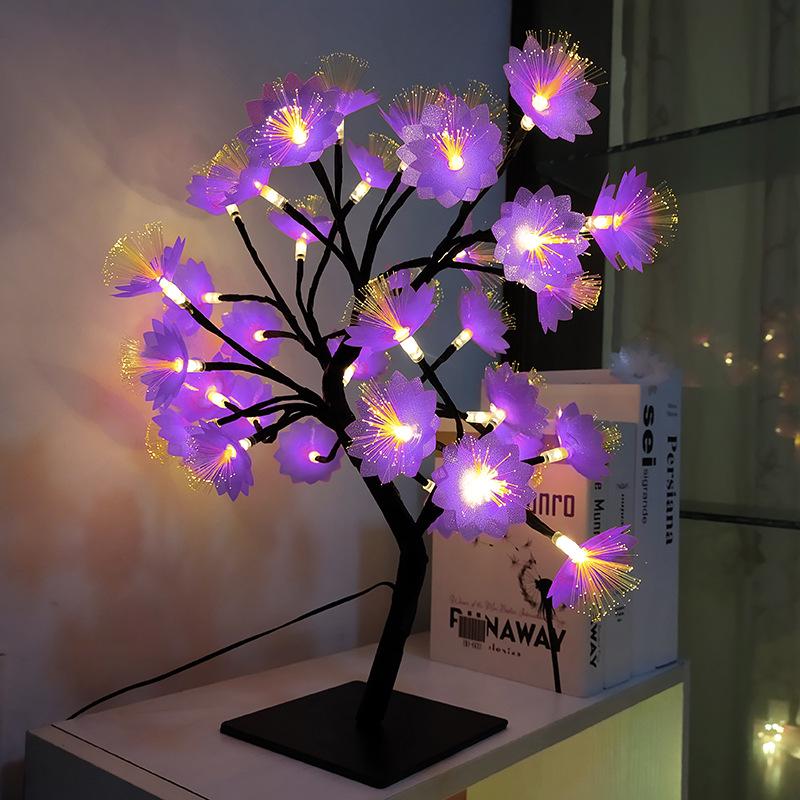 LED Maple Leaf Tree Lamp with Voice Remote - Creative USB Night Light for Room Decor & Gifts