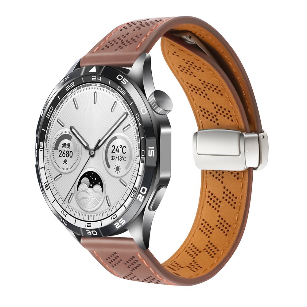 Brățară magnetică din piele naturală pentru Huawei Watch GT4 3 Pro 43 46mm, bandă respirabilă pentru Samsung Galaxy 7 Ultra 4 5 6 40mm 44mm 47mm Gear S3 20mm 22mm