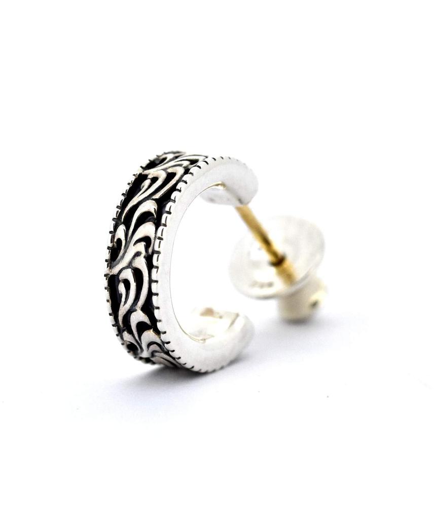 Lionheart HOWL Mane Hoop Earrings, 925 Sterling Silver, Men's, with Pouch