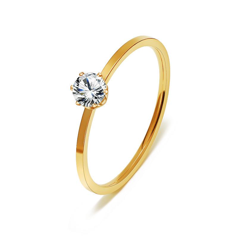 

Stainless Steel Single CZ Ring Simple 1mm Thin Wedding Band for Women Girl Size 3-10 3