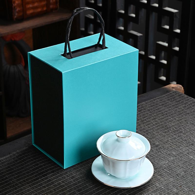 Yingqing Suet Jade Porcelain White Porcelain Kung Fu Tea Set Company Opening Activities High-end Gifts