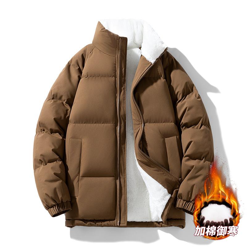 Couple Jackets, Men's and Women's High-end Lambswool Stand-up Collar Cotton Clothes, Niche Style Couple Clothing Trendy Padded Clothes