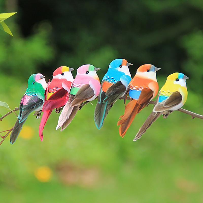6 Stück Realistische Simulierte Vogeldekoration Mit Natürlichen Federn Und Lebendigen Farben Perfekt Für Garten Hof Haus Party Dekoration Schmuckstück
