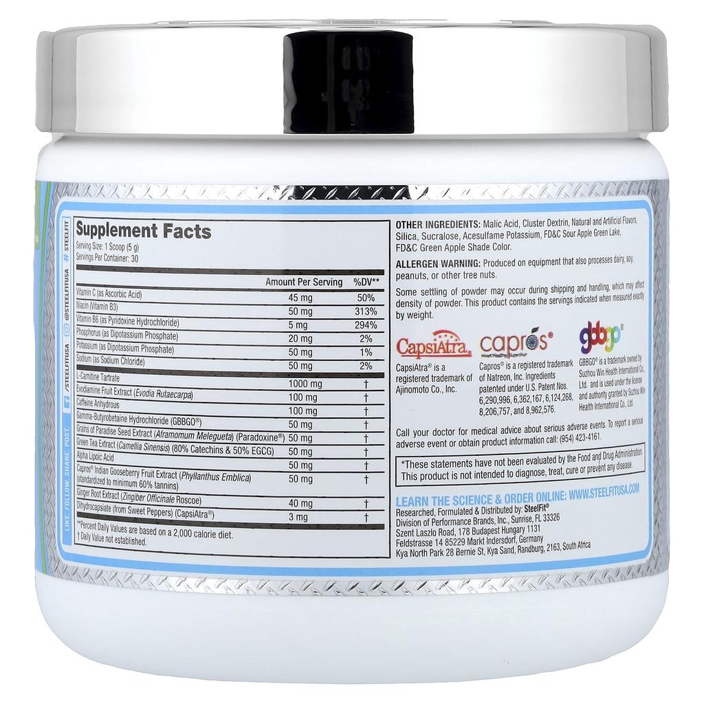 SteelFit, Steel Sweat™, Metabolic Catalyst + Energy, Green Apple, 5.29 oz (150 g)