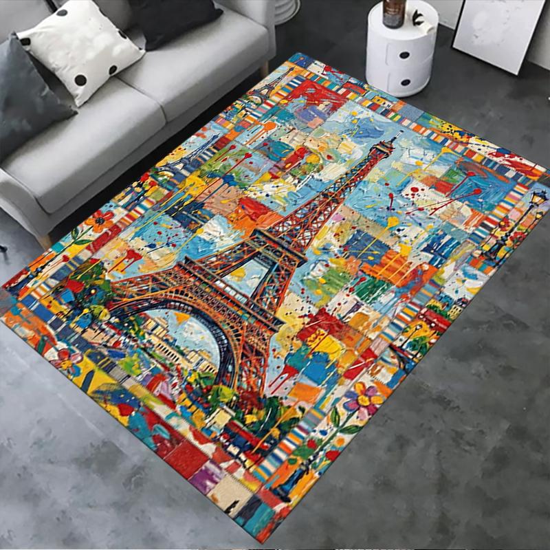 2025 New Paris Eiffel Tower Carpet Rug for Living Room Bedroom Home Sofa Decoration,Kids play Non-slip Floor Mat82