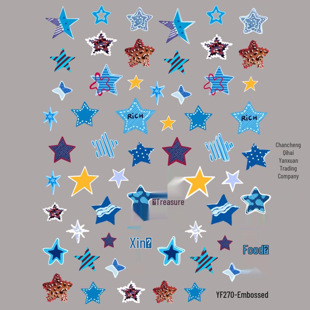 Patchwork Bear & Dora Adhesive Nail Stickers with Cute Heart and Camera Designs