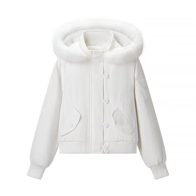 2025 Winter European & American Fashion Versatile Hooded Cotton Jacket M