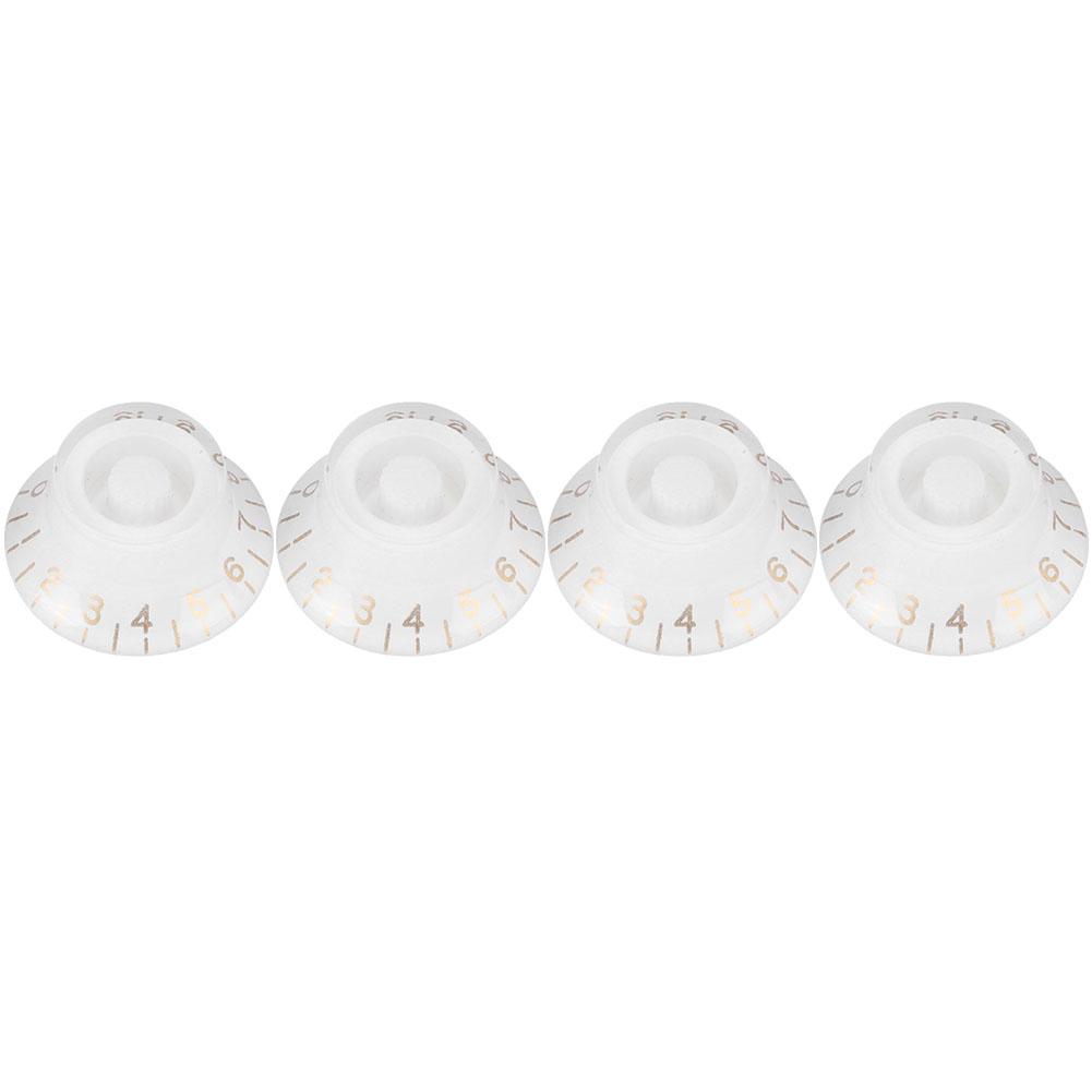 4Pcs Tone Control Knob Transparent Bell Volume Musical Instrument Accessories forGuitar BassWhite with Gold Letter