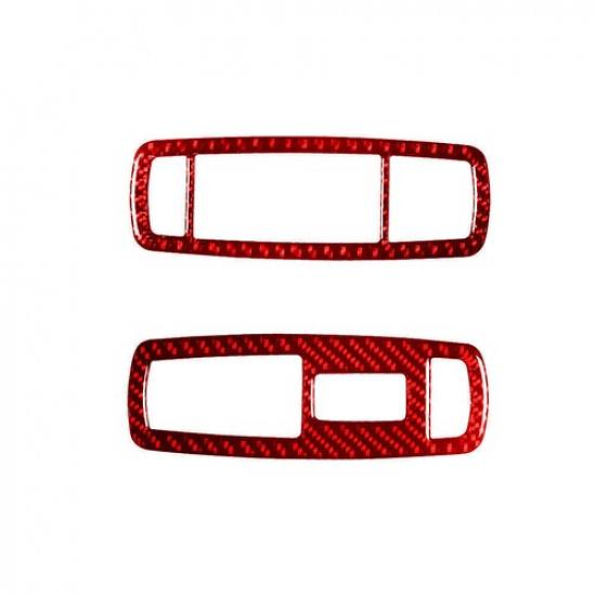 Red Carbon Fiber Front Door Door Control Cover Trim For Dodge Durango 2014-