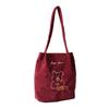 Women Corduroy Shoulder Bags Bear Pattern Ladies Casual Handbag Reusable Large Capacity Tote Bags Casual Female Shopping Bags