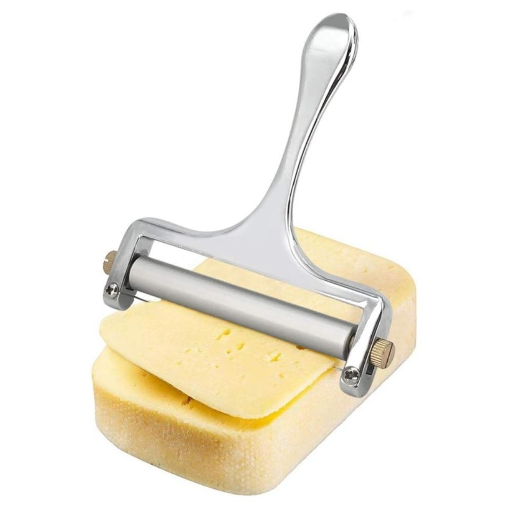 Adjustable Thickness Cheese Slicer Corrosion-resistant Zinc Alloy Butter Slicer Glossy with Replacement Wire Cheese Divider