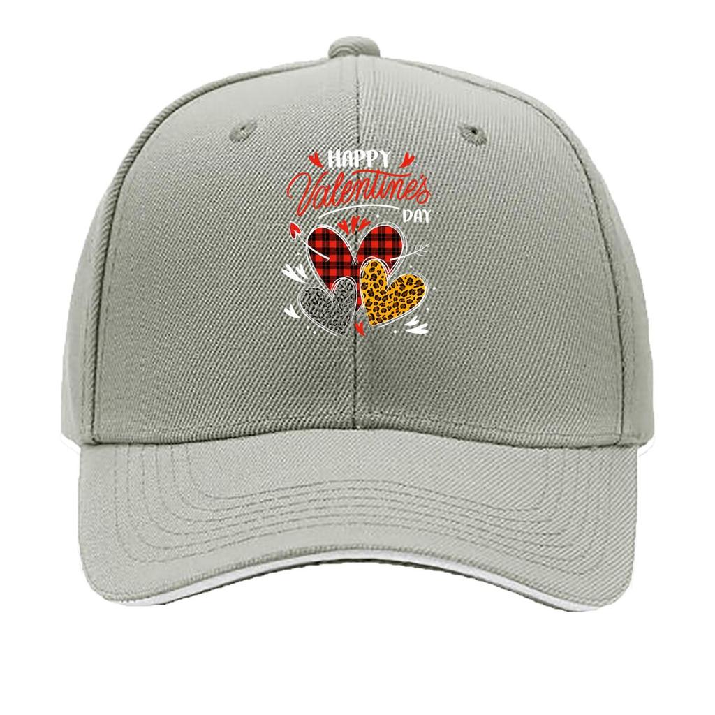Valentines Script Buffalo Plaid Leopard Heart Design Sandwich Baseball Cap Unisex Women Sun Cap Outdoor Workouts Hat