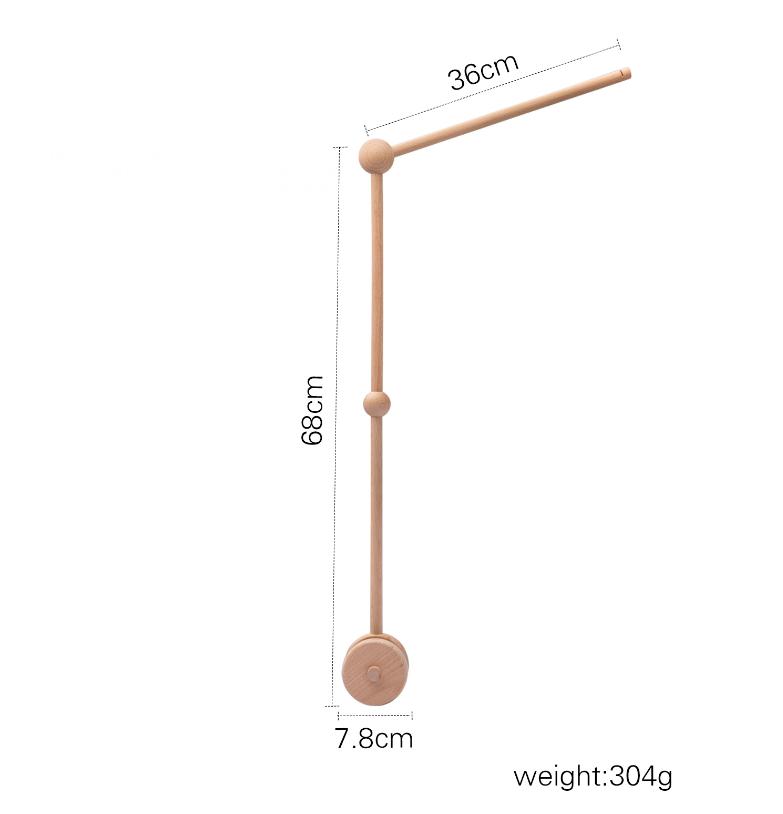 Baby Wooden Bed Bell Bracket Mobile Hanging Rattle Toys Crib Bracket Hanger Baby Crib Mobile Bed Bell Toy Holder Arm Bracket