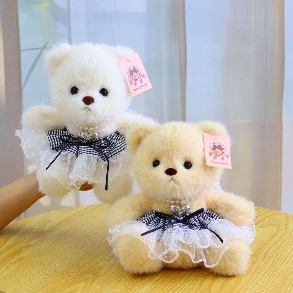 New bear doll eight-inch grab machine doll cute hug bear doll wearing skirt teddy bear plush toy gift