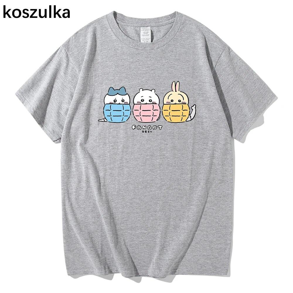 Japanese Anime Kawaii Chiikawa T Shirt Unisex Harajuku Graphic Tshirt Unisex Anime Unisexga Funny Aesthetic Oversize Cotton Tee Shirt Unisex