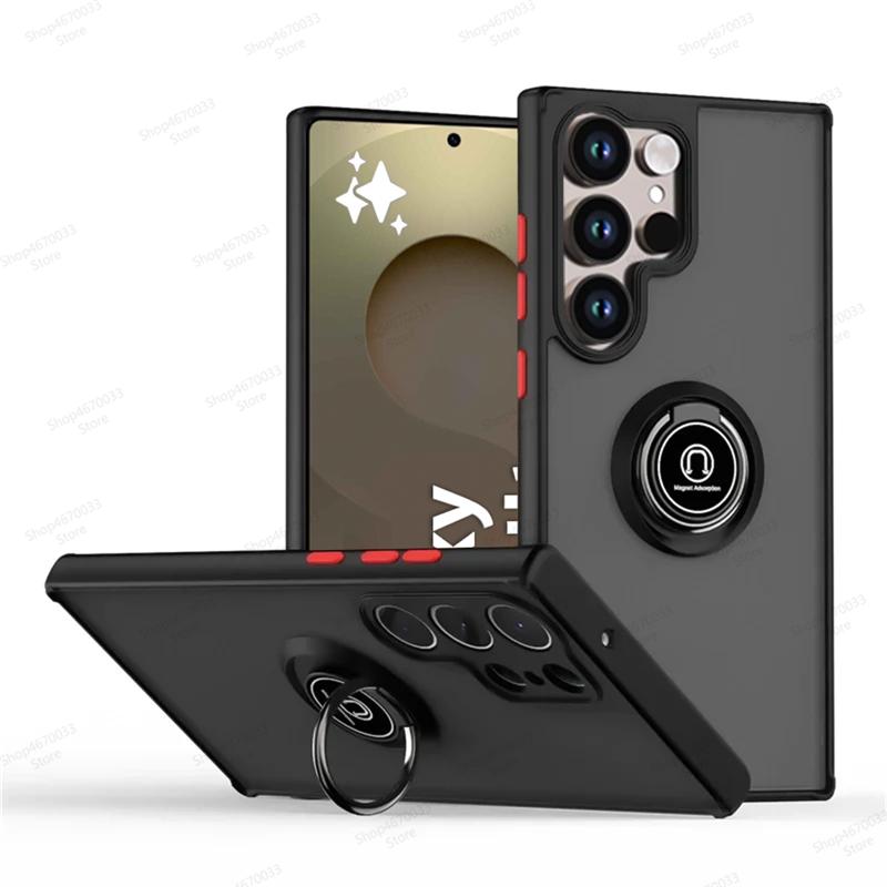 Magnetický kryt na telefon s držákem prstenu pro Samsung Galaxy S25 S24 S23 S22 S21 S20 Ultra Plus FE Note 20 Ultra Nárazuvzdorný kryt Fundas