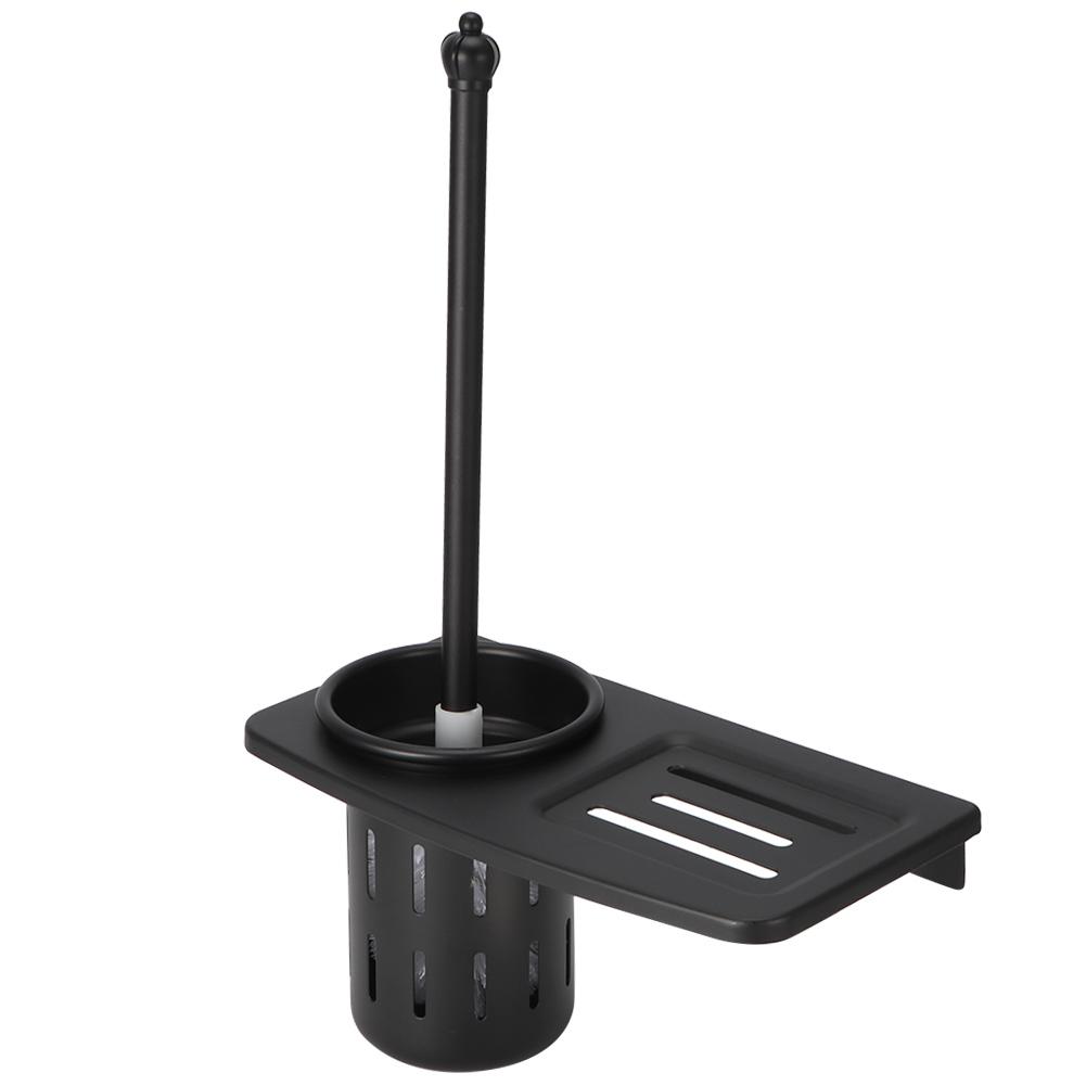 Wall‑Mounted Toilet Brush Holders Home Bathroom Toilet Bowl Cleaning Brush Holders Set(7243B Black )