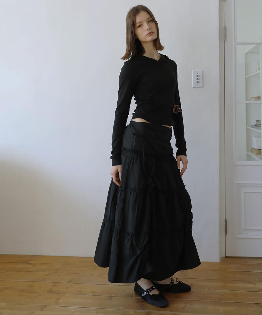 TWENTY FOUR T Sunshine Moment Tiered Skirt Black